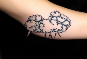 Black & gray storm clouds with lightning bolts tattoo idea