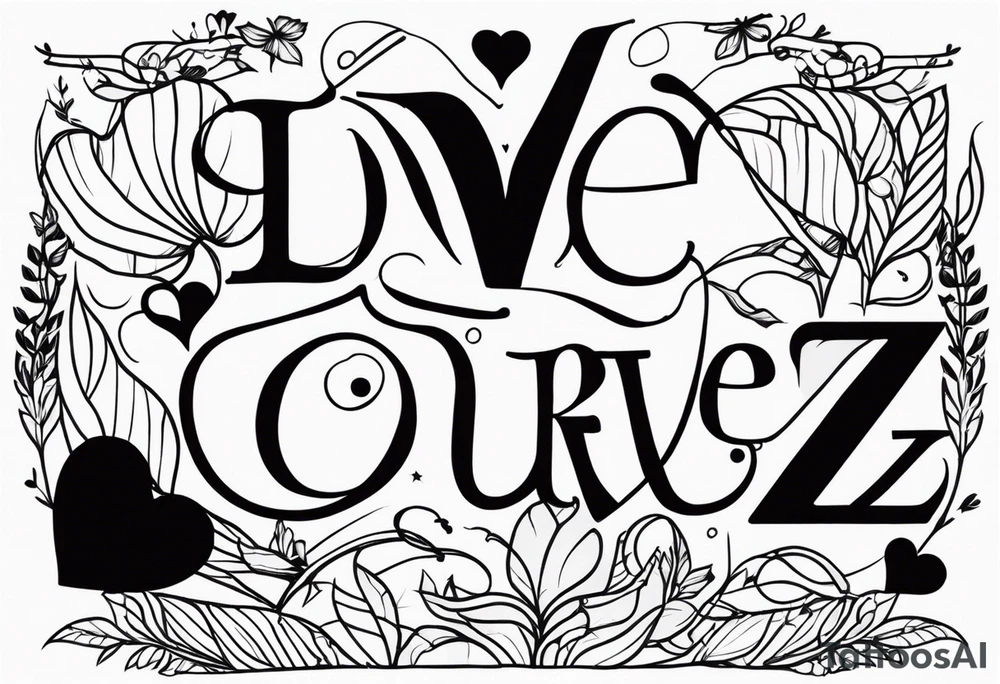 Love yourz written on the interior of the bíceps tattoo idea