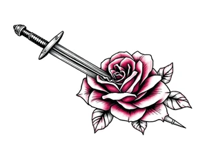 sword with a broken tip passing through a rose tattoo idea
