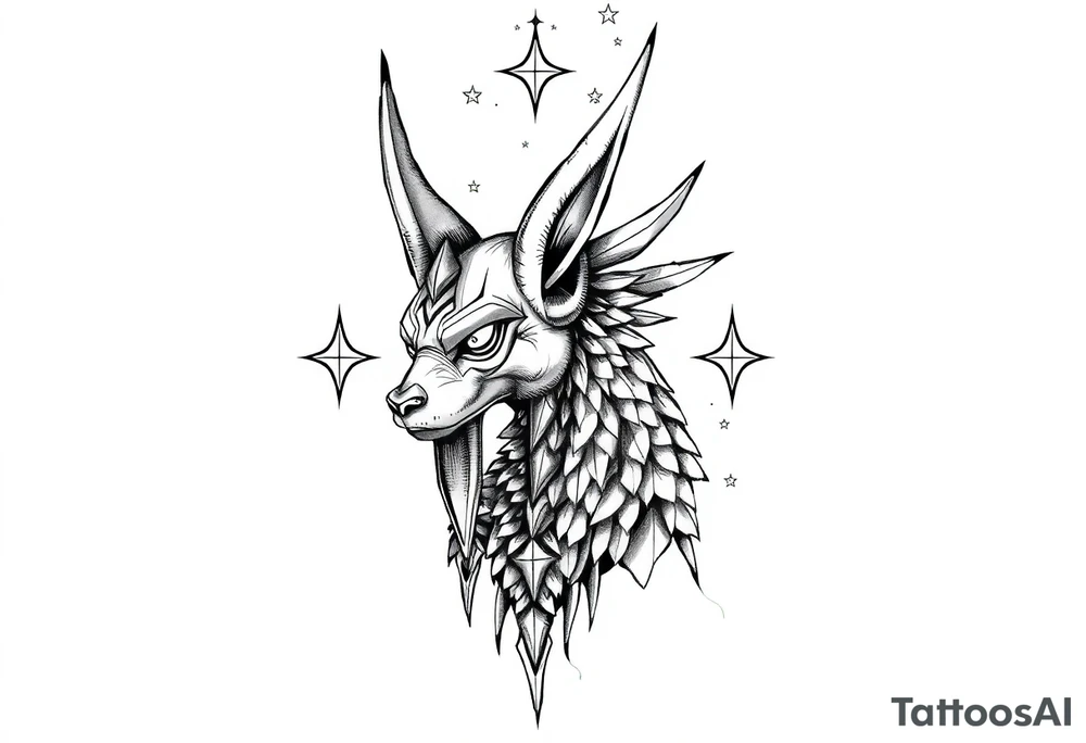 anubis,stars tattoo idea