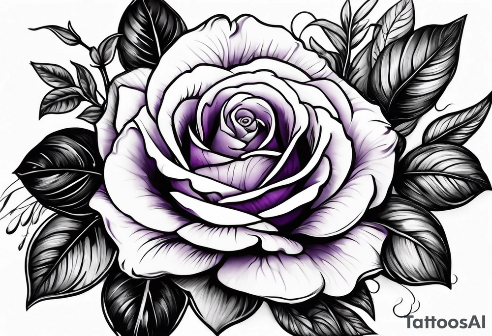 violet with greenery with a rose tattoo idea