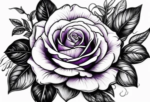 violet with greenery with a rose tattoo idea