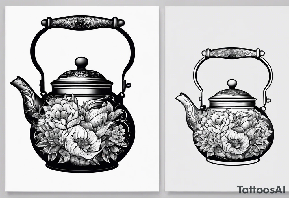 vintage tea kettle tattoo idea