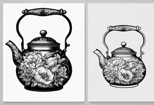 vintage tea kettle tattoo idea