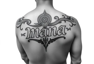 Tattoo over the word mana and create a Tamoko around the tattoo from the descent of Māori ihaia Of the north Island tattoo idea