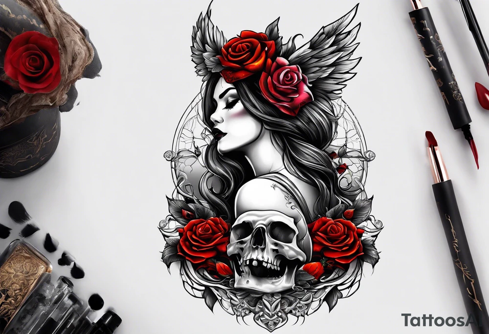 Ugl. Woman waking from her grave as a new beautiful woman tattoo idea