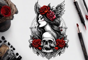 Ugl. Woman waking from her grave as a new beautiful woman tattoo idea