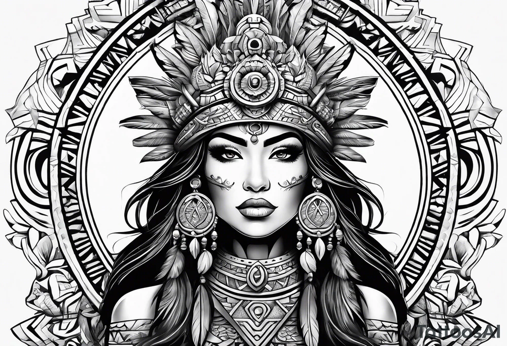 Warrior Aztec princess, tattoo idea