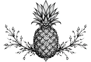 pineapple with diamonds  and magestic, crown, vagina, anus, pubic tattoo idea