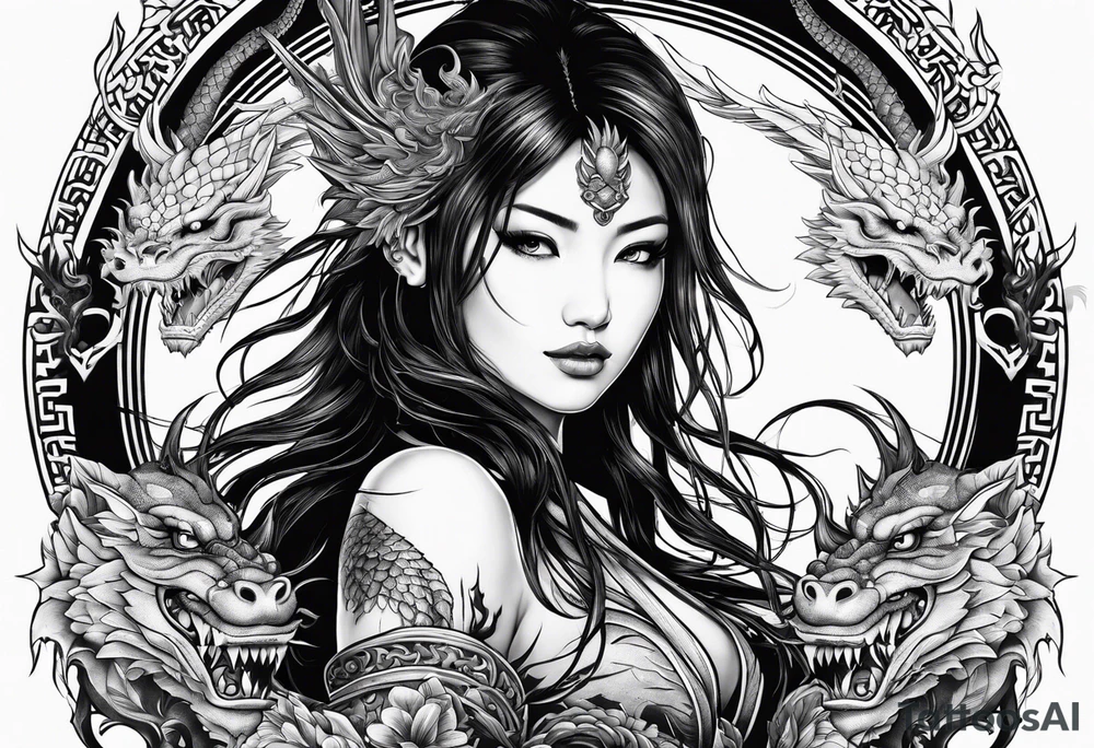 fit in one sheet warrior nymph with dragon tattoo idea
