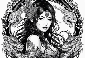 fit in one sheet warrior nymph with dragon tattoo idea