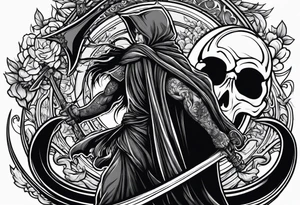 Man chasing the grim reaper tattoo idea