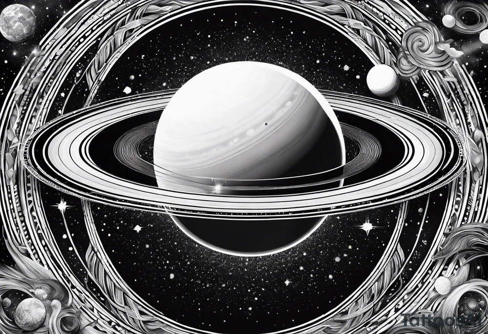 Saturn with the rings made of infinity symbols tattoo idea