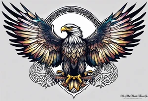 Knotted celtic Eagle with wings spread upwards tattoo idea
