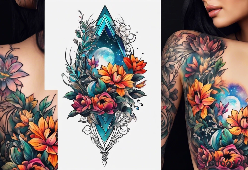 Floral Space Spine Tattoo tattoo idea
