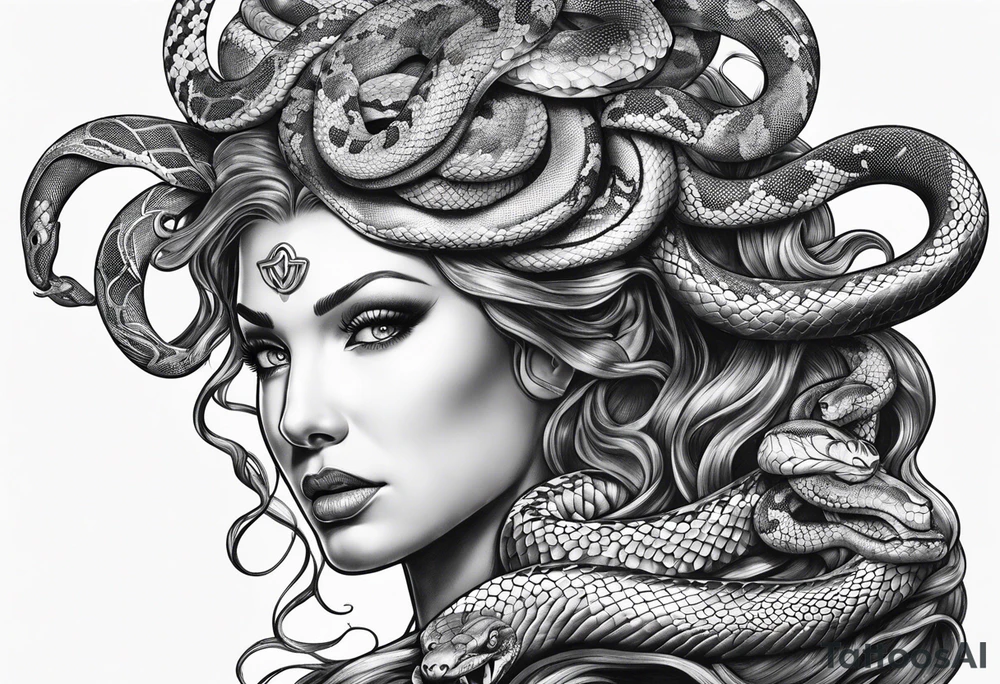 Medusa gorgon, snakes instead of hair, like stone tattoo idea