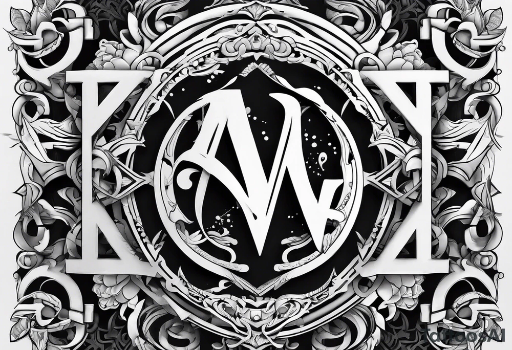 the letters A W R in the middle of a ninja headband tattoo idea