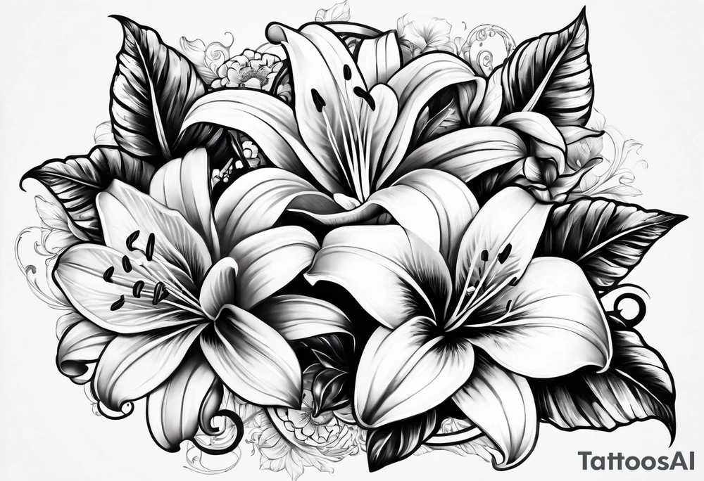 Vintage gear with lily flower. tattoo idea