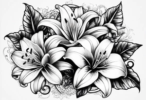 Vintage gear with lily flower. tattoo idea