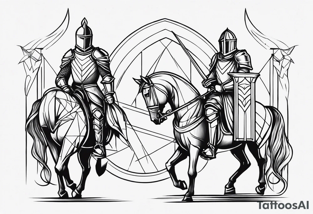 starts with a line then says “knight” in the middle and ends with a line at the end tattoo idea