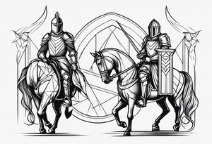 starts with a line then says “knight” in the middle and ends with a line at the end tattoo idea