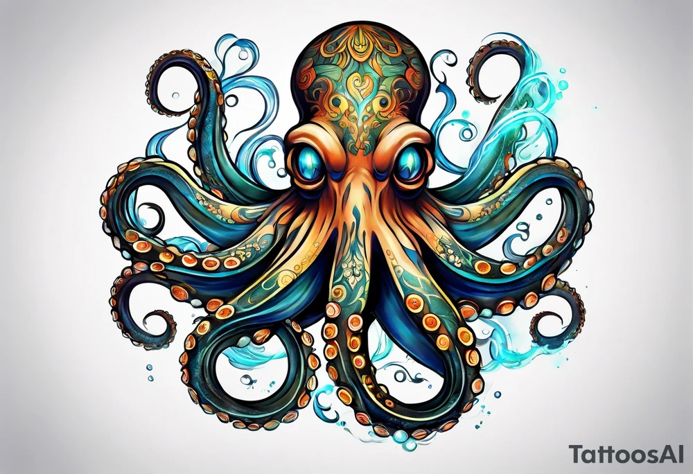 Electric octopus natural tattoo idea