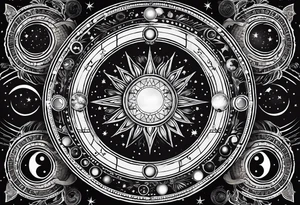 Astrology, Natal Chart, Cancer sign symbolic, vision, yin yang, the moon, the sun, Uranus, Pluto, spiritual, third eye, mystical, Zen, armband tattoo idea