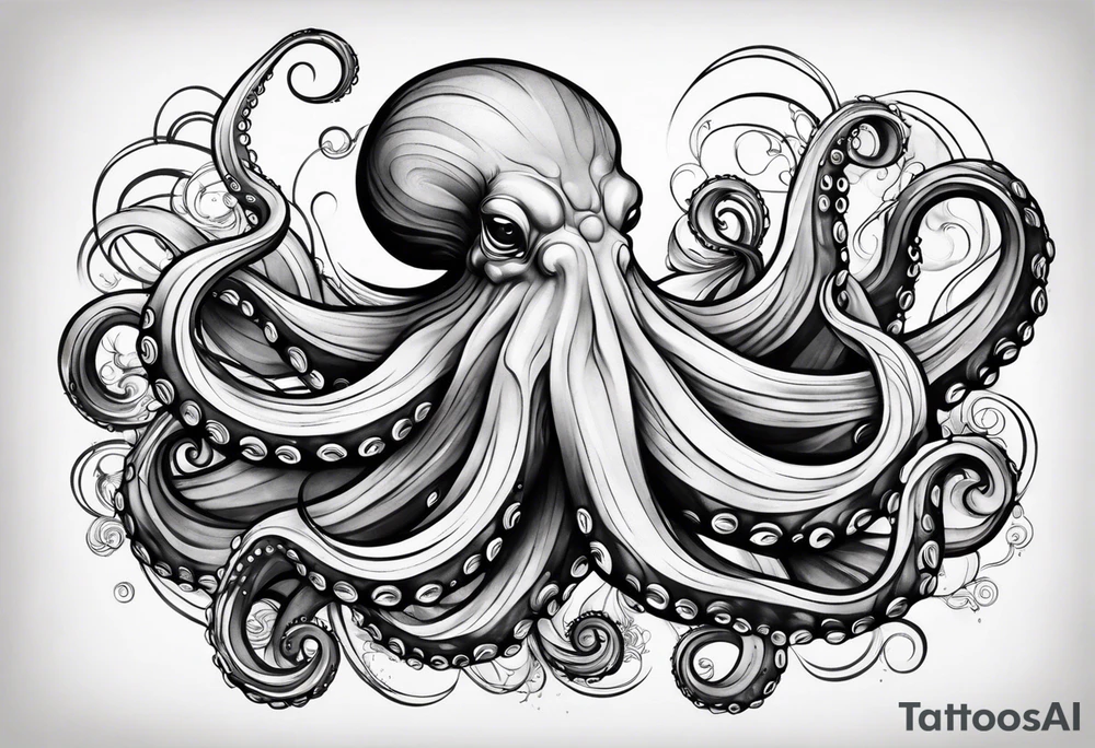 Octopus peaceful waves tattoo idea