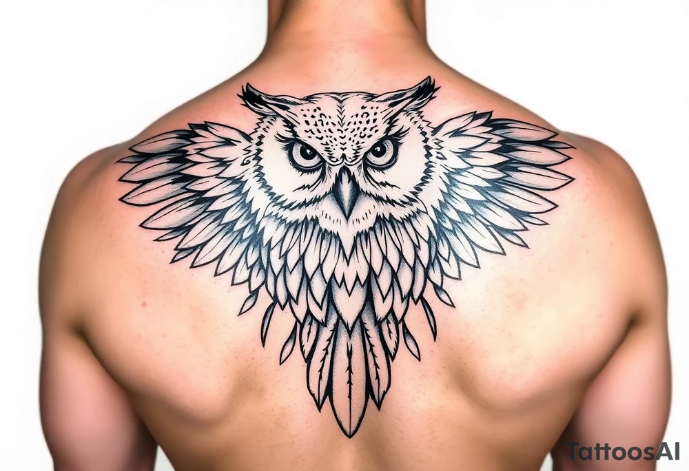 powerful majestic white owl with tribal designs tattoo idea