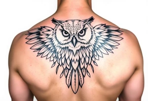 powerful majestic white owl with tribal designs tattoo idea