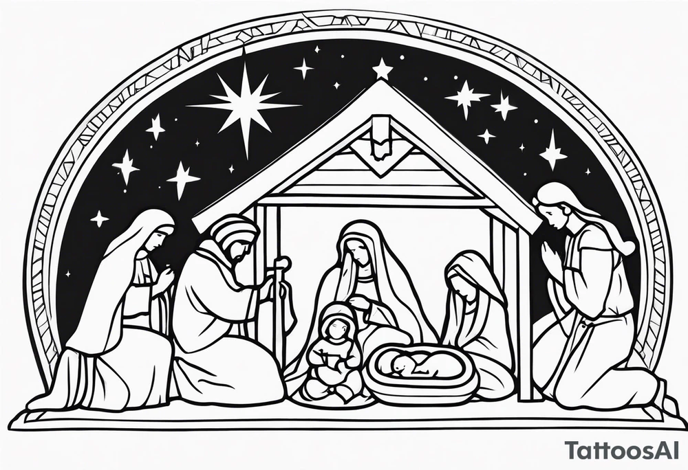 Traditional Nativity Scene tattoo idea