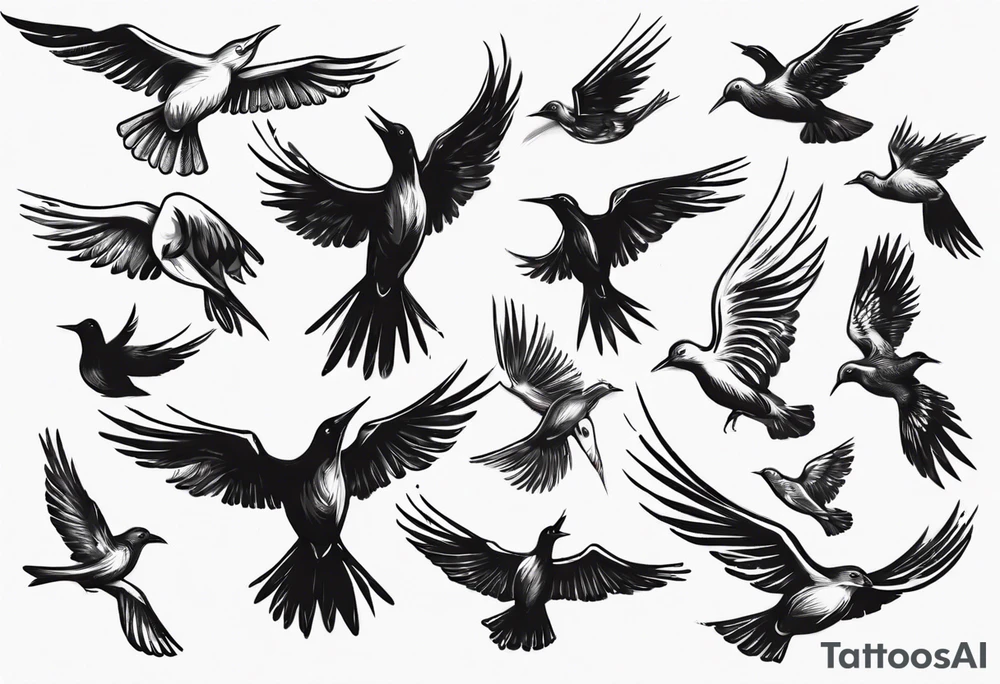 flock of birds flying away tattoo idea