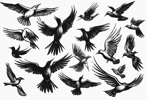 flock of birds flying away tattoo idea
