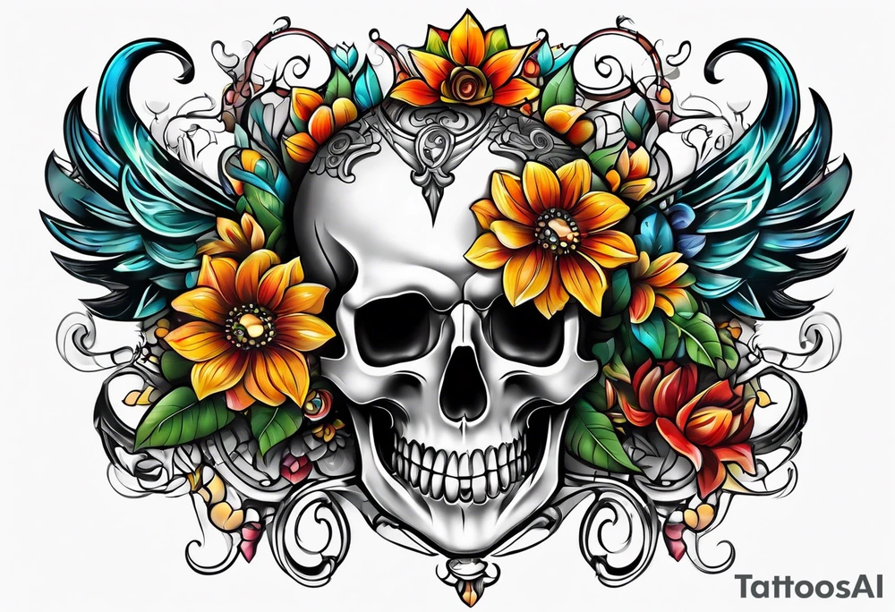 Flower chest piece tattoo idea