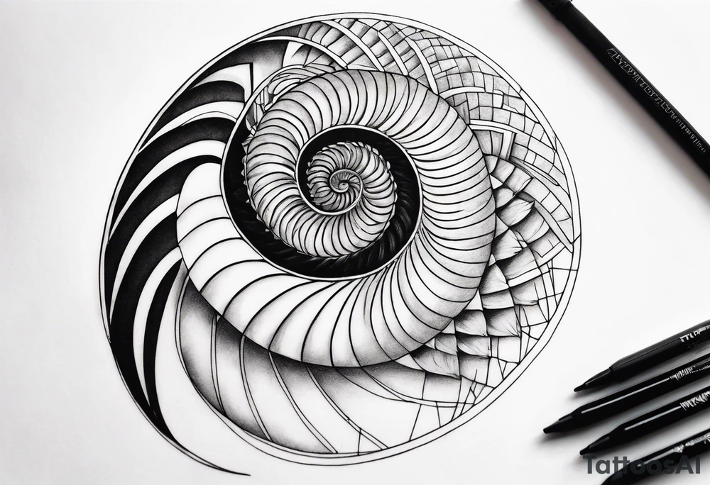 geometric golden ratio nautilus tattoo simple tattoo idea