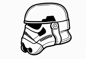 Line work storm trooper helmet facing right tattoo idea