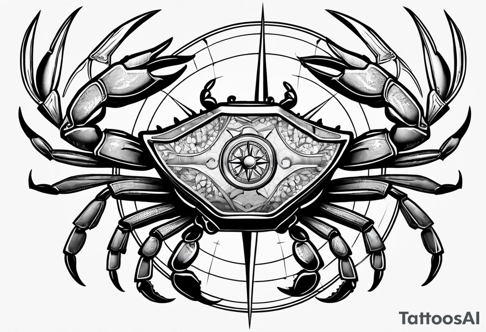 Crab Compass Arrow tattoo idea