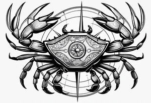 Crab Compass Arrow tattoo idea