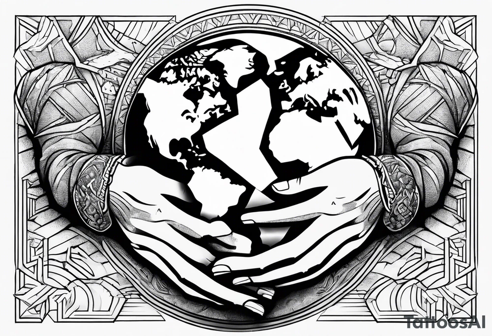 Strong hands holding the earth tattoo idea