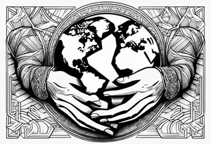Strong hands holding the earth tattoo idea