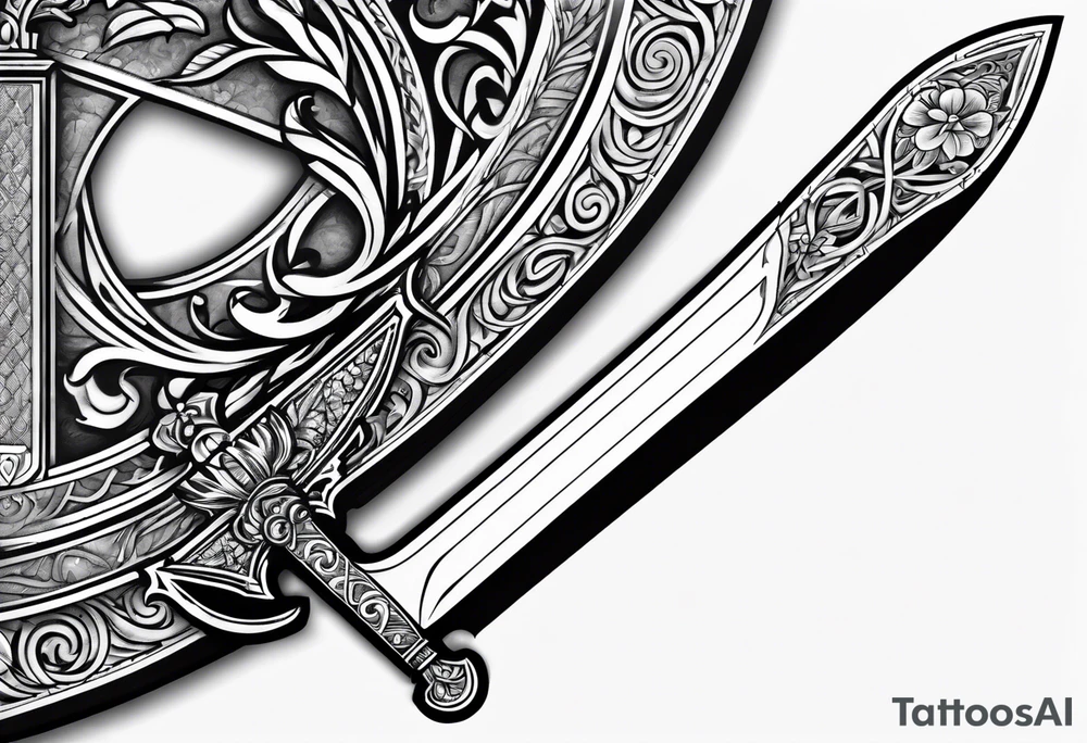 Sword with Libra scale as handle tattoo idea