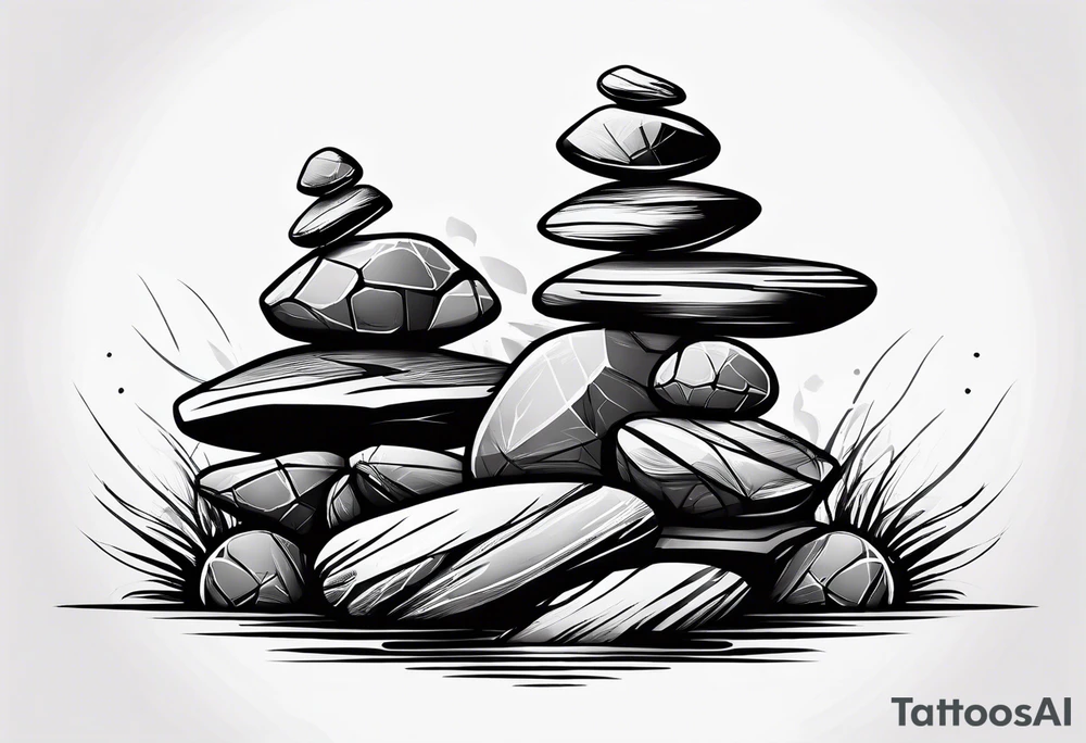A stack of rocks balancing on top of each other tattoo idea