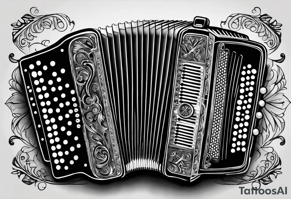 Accordion on a burnt paper tattoo idea