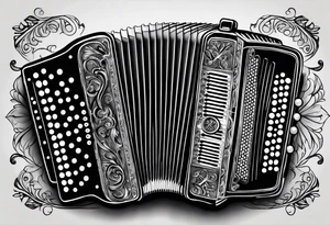 Accordion on a burnt paper tattoo idea