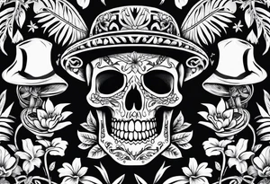skeleton wearing a Hawaiian shirt tattoo idea