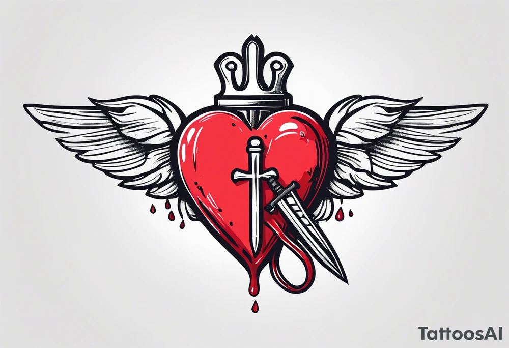 bleeding heart with a dagger and a bandaid tattoo idea