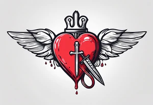 bleeding heart with a dagger and a bandaid tattoo idea