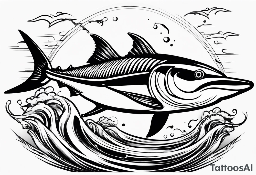 Marlin jumping tattoo idea