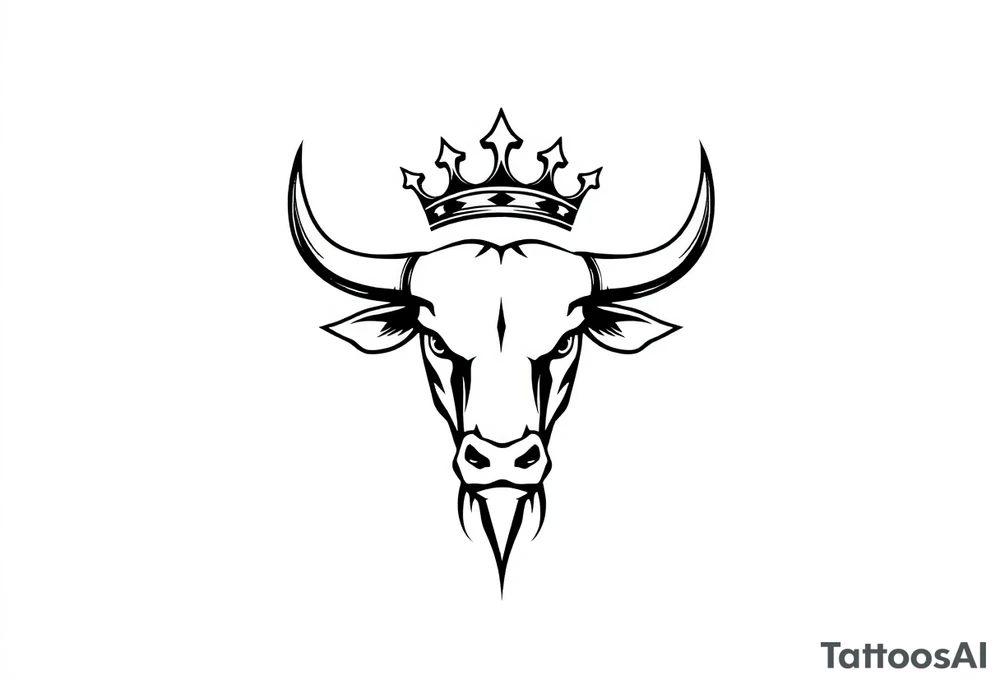Bull symbol with crown tattoo idea