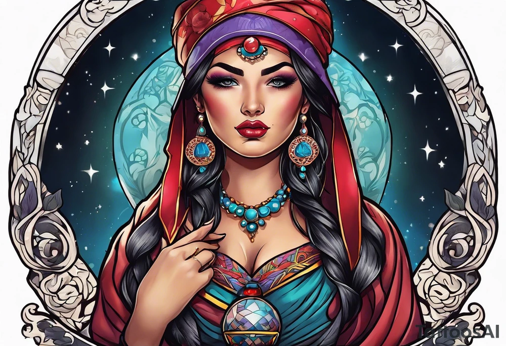 Neo traditional fortune teller tattoo idea